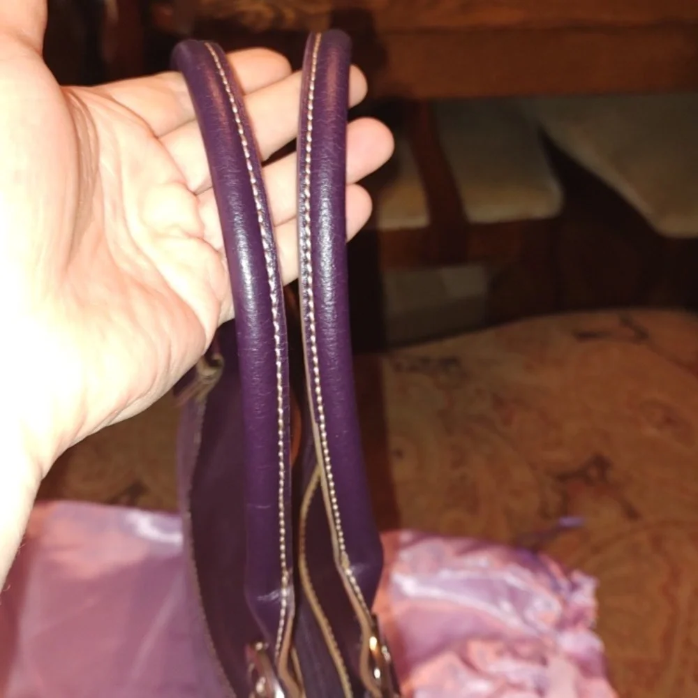 Sharif Studio Purple Snakeskin studded w/leopard print Shoulderbag. $279 Retail. - Picture 5 of 12